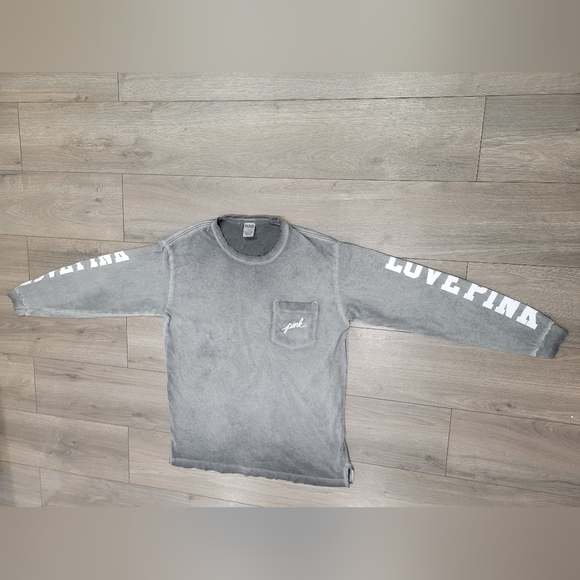 Victoria's Secret PINK Gray Long Sleeve Tee - Women's Size Large - Picture 3 of 6
